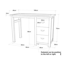 Cabinet Bits Lugo 3 Drawer Desk - Dressing Table Brass Cup Handle - thumbnail 8