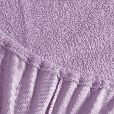 Ohs Teddy Fleece Fitted Bed Sheet Soft Thermal, Lilac - King - image 1