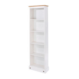 Core Products White Wax Premium Corona Tall Narrow Bookcase With Antique Wax Top H176.0Cm X W46.0Cm X D20.0Cm