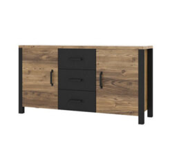Arte Olin 26 Industrial Sideboard Cabinet In Appenzeller Fichte Oak & Black Matt - W1470mm X H790mm X D430mm - thumbnail 1
