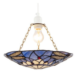 Happy Homewares Lavender Light Purple Dragonfly Tiffany Glass Easy Fit Pendant Shade - thumbnail 2
