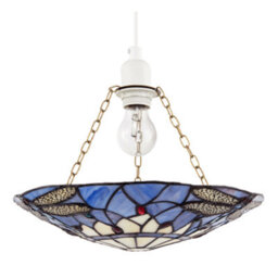 Happy Homewares Lavender Light Purple Dragonfly Tiffany Glass Easy Fit Pendant Shade