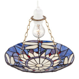 Happy Homewares Lavender Light Purple Dragonfly Tiffany Glass Easy Fit Pendant Shade - thumbnail 3