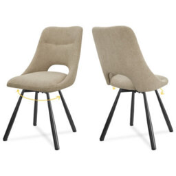 Longtoo Dining Chairs Set Of 2, 360 Degrees Swivel Kitchen Chairs, Ergonomic Upholstered Chair With Metal Legs, Khaki - thumbnail 1