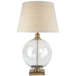 Wyld Haus Domme Glass Orb Table Lamp With Cream Linen Tapered Shade - thumbnail 2