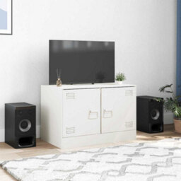 Berkfield Sturdy Tv Cabinet White 67X39X44 Cm Steel - thumbnail 3