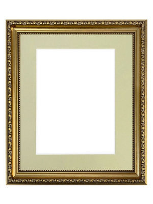 Frames By Post Shabby Chic Gold Frame With Light Grey Mount For Image Size 6 X 4 Inch