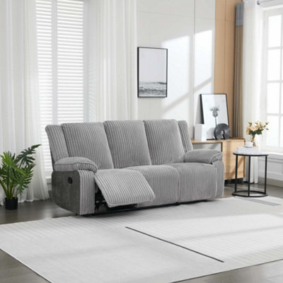 More4Homes Verona 3 Seater Jumbo Cord Manual Recliner Sofa (Grey) - image 1