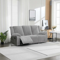 More4Homes Verona 3 Seater Jumbo Cord Manual Recliner Sofa (Grey) - thumbnail 8