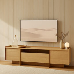 Impact Furniture Tv Unit With Storage Large Cabinet 200Cm Wide Stand For Up 80 Inch Tv Modern White Washed Light Oak Doors Japandi - thumbnail 4