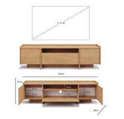 Impact Furniture Tv Unit With Storage Large Cabinet 200Cm Wide Stand For Up 80 Inch Tv Modern White Washed Light Oak Doors Japandi - thumbnail 5