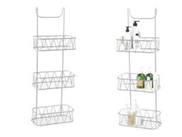 Blue Canyon 3-Tier Hanging Shower Caddy No Drill Installation Rust Resistant Stainless Steel White Finish - thumbnail 2