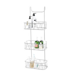 Blue Canyon 3-Tier Hanging Shower Caddy No Drill Installation Rust Resistant Stainless Steel White Finish - thumbnail 5