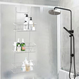 Blue Canyon 3-Tier Hanging Shower Caddy No Drill Installation Rust Resistant Stainless Steel White Finish - thumbnail 7