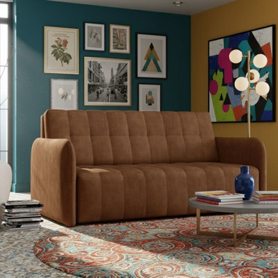 Viva Grand Iv Sofa Bed With Sleeping Function And Bedding Storage Freestanding Upholstered Back 165 98 85Cm Brown - image 1