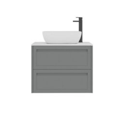 Royal Bathrooms Royal Bathroom Elmore 700mm Matt Pebble Grey Wall Mounted Countertop Bathroom Vanity Unit 2 Drawer With Elva Basin - thumbnail 7