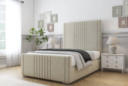 "Sloomy Harrington Cream Plush Bed Frame With 50"" Upholstered Headboard 5' King" - thumbnail 2