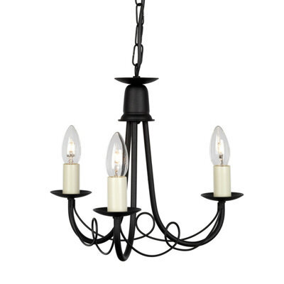 Elegant 3 Bulb Black Led Chandelier Pendant Light For Modern Interiors