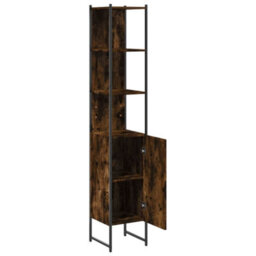 Berkfield Bathroom Cabinet Smoked Oak 33X33X185.5 Cm Engineered Wood - thumbnail 5
