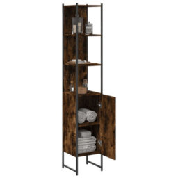 Berkfield Bathroom Cabinet Smoked Oak 33X33X185.5 Cm Engineered Wood - thumbnail 4