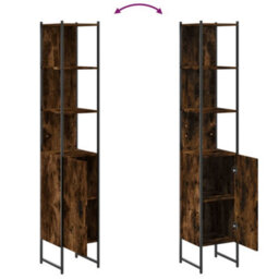 Berkfield Bathroom Cabinet Smoked Oak 33X33X185.5 Cm Engineered Wood - thumbnail 9