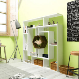Decorotika Labrina Geometric Design Bookcase White & Walnut - thumbnail 2
