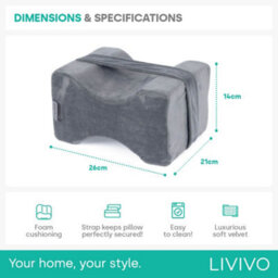 Livivo Orthopaedic Leg Pillow Grey Fleece Knee Sleep Support - thumbnail 9