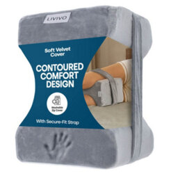 Livivo Orthopaedic Leg Pillow Grey Fleece Knee Sleep Support - thumbnail 1