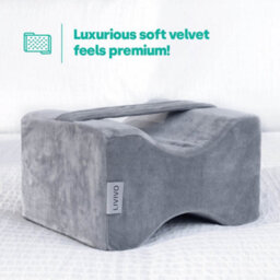 Livivo Orthopaedic Leg Pillow Grey Fleece Knee Sleep Support - thumbnail 7
