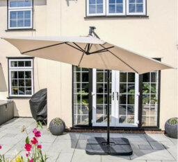 Nustone 3 Metre Round Cantilever Parasol, Patio Umbrella With Uv Protection, Steel Frame And Solar Led Lights - thumbnail 4