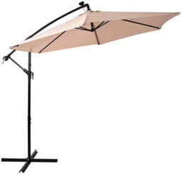 Nustone 3 Metre Round Cantilever Parasol, Patio Umbrella With Uv Protection, Steel Frame And Solar Led Lights - thumbnail 1