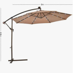 Nustone 3 Metre Round Cantilever Parasol, Patio Umbrella With Uv Protection, Steel Frame And Solar Led Lights - thumbnail 2