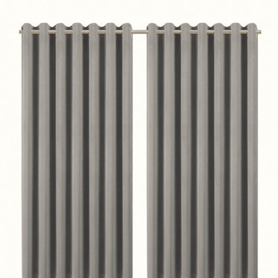 GoodHome Valgreta Grey Velvet Lined Eyelet Curtain (W)228Cm (L)228Cm, Pair - image 1