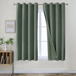 Ameha Sage 100%blackout Curtain Plain Thermal Insulated Window Curtain 66X54' Energy-Efficient 135Gsm Linen Textured Fabric Curtain Pair
