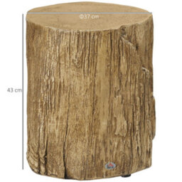 Homcom Concrete Side Table Tree Stump End Table For Indoor Outdoors Natural - thumbnail 3