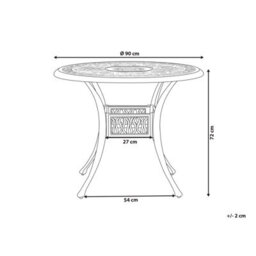 Beliani Outdoor Dining Table For 4 Ancona 90 Cm 90 Cm Metal Dark Brown - thumbnail 3