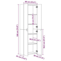Walplus Office Cabinet Sonoma Oak 60X32X190 Cm Engineered Wood - thumbnail 9
