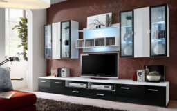 "Arte Quadro Entertainment Unit For Tvs Up To 49"" - Striking White & Black Gloss Contrast - W3000mm X H1900mm X D450mm" - thumbnail 1