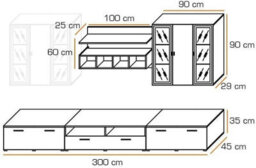 "Arte Quadro Entertainment Unit For Tvs Up To 49"" - Striking White & Black Gloss Contrast - W3000mm X H1900mm X D450mm" - thumbnail 2