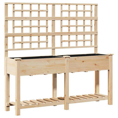 Berkfield Modern Garden Planter Beige 161 X 46 X 152.5 Cm Solid Fir Wood