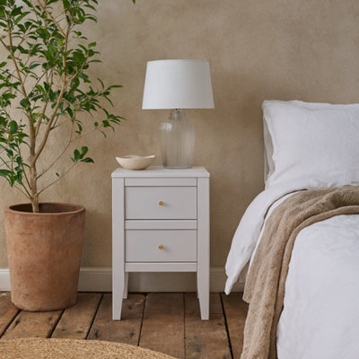Wyld Haus Rosemary White Wood Grain Two-Drawer Bedside Table - image 1