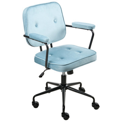 Beliani Desk Chair Pawnee Velvet Light Blue - image 1