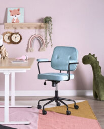 Beliani Desk Chair Pawnee Velvet Light Blue - thumbnail 2