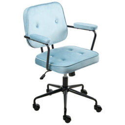 Beliani Desk Chair Pawnee Velvet Light Blue - thumbnail 1
