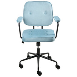 Beliani Desk Chair Pawnee Velvet Light Blue - thumbnail 4