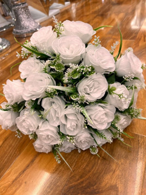 Biznest 2 Bundles Of Artificial Rose Flower Bouquet (48 Head) Bunch Home, Party, Event Décor ( White )