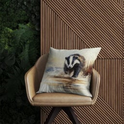 Warren Reed Designer Wading Badger Watercolour Outdoor Cushion 45Cm X 45Cm - thumbnail 2