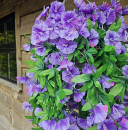 Best Artificial 75Cm Purple Morning Glory Trailing Flowers With Rattan Wicker Hanging Baskets For Indoor Outdoor Garden Use - thumbnail 5