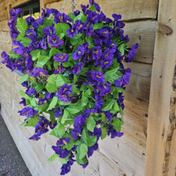 Best Artificial 75Cm Purple Morning Glory Trailing Flowers With Rattan Wicker Hanging Baskets For Indoor Outdoor Garden Use