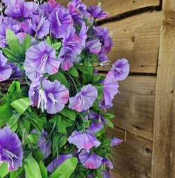 Best Artificial 75Cm Purple Morning Glory Trailing Flowers With Rattan Wicker Hanging Baskets For Indoor Outdoor Garden Use - thumbnail 3